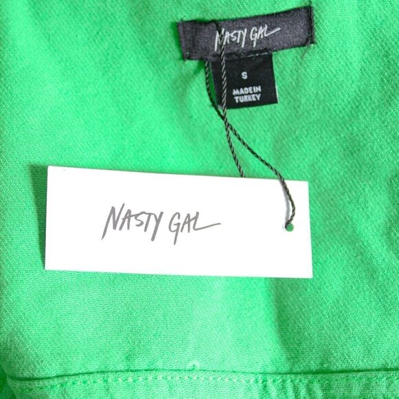 Nasty Gal Cropped Green Denim Trucker Jacket S - Picture 6 of 6